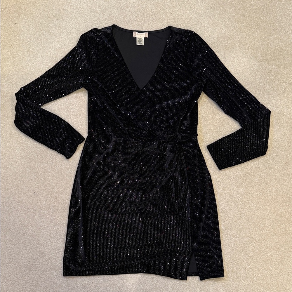 Elegant Black Velvet Glitter Dress